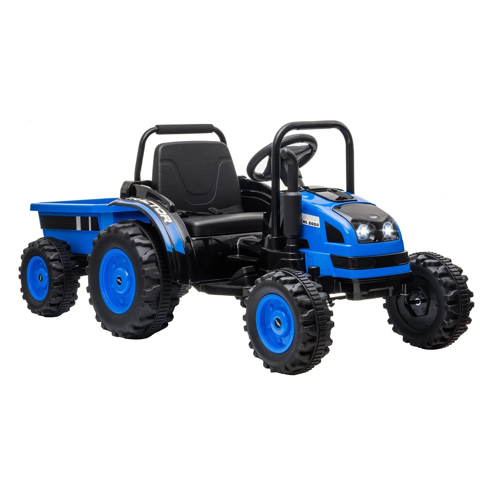 12V Kids Ride-On Tractor with Trailer, Remote Control, and Music