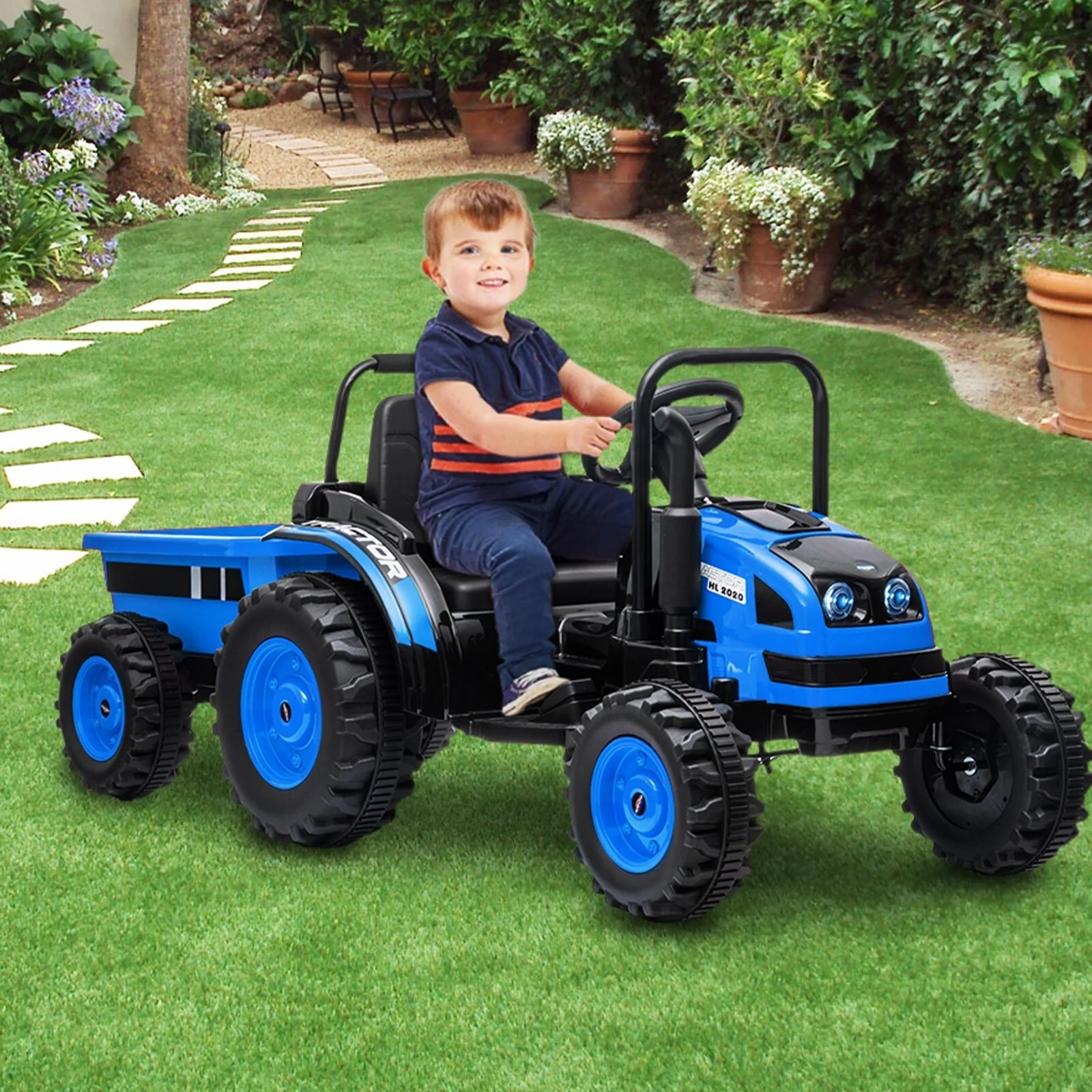 12V Kids Ride-On Tractor with Trailer, Remote Control, and Music - Image 5