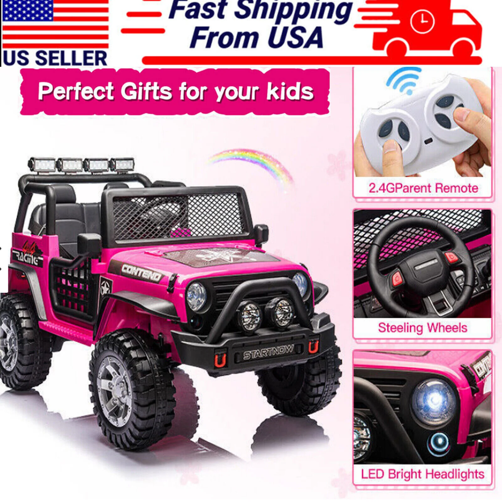 12V Electric 2-Seater Kids Ride-On Jeep Truck with Remote Control - Image 19