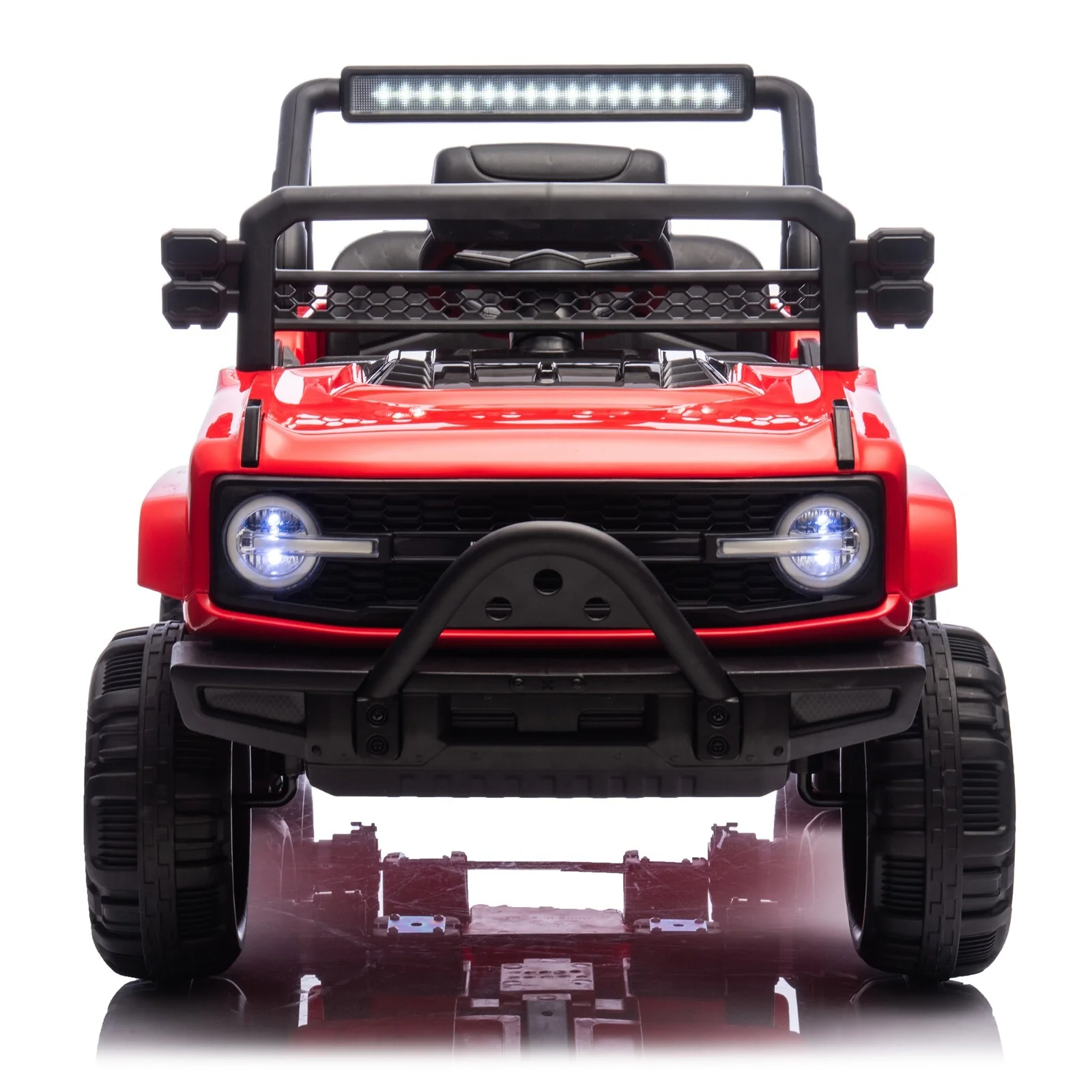 12V Electric Kids Ride-On Jeep Truck Toy with 6 Wheels and Remote Control, Red - Image 2