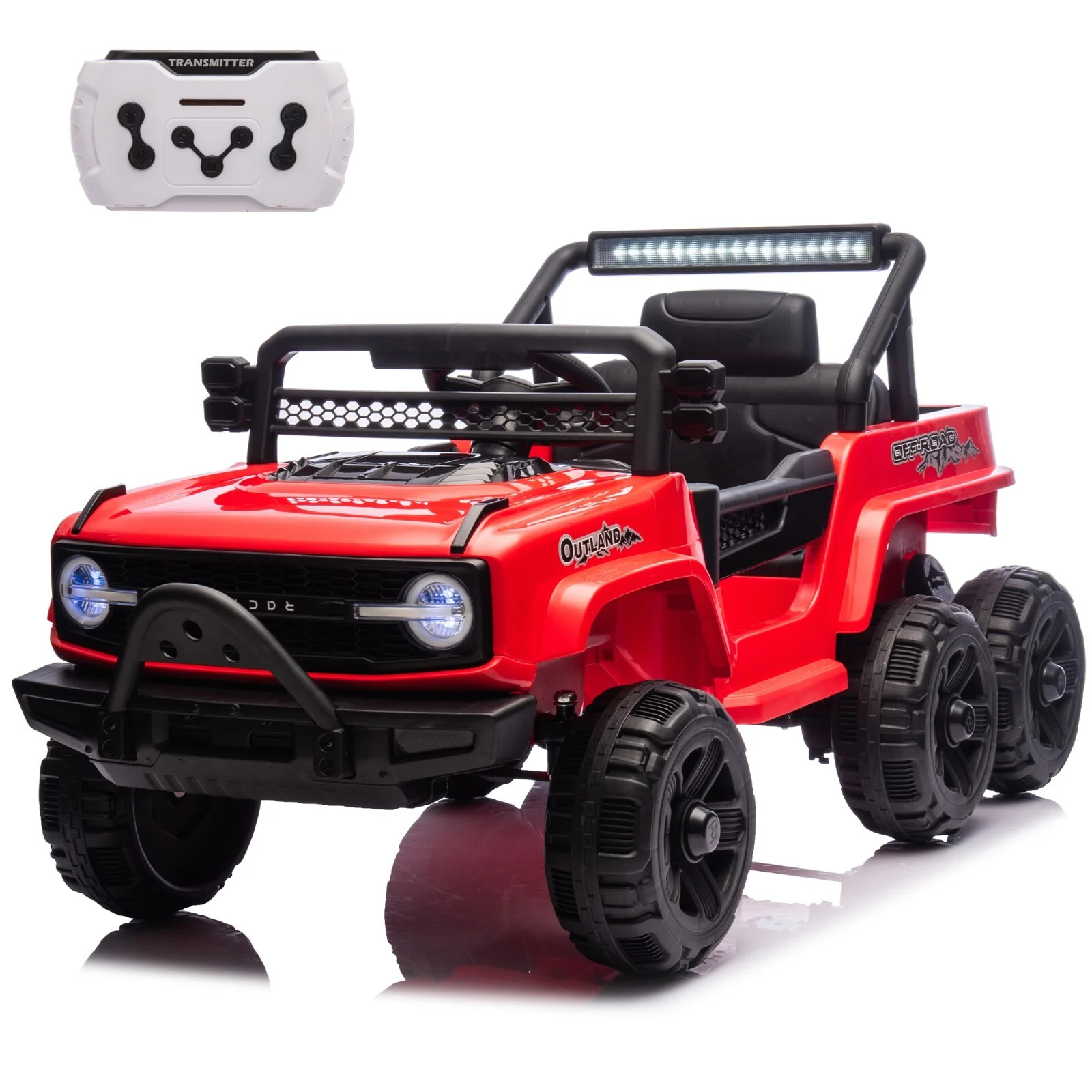 12V Electric Kids Ride-On Jeep Truck Toy with 6 Wheels and Remote Control, Red - Image 23