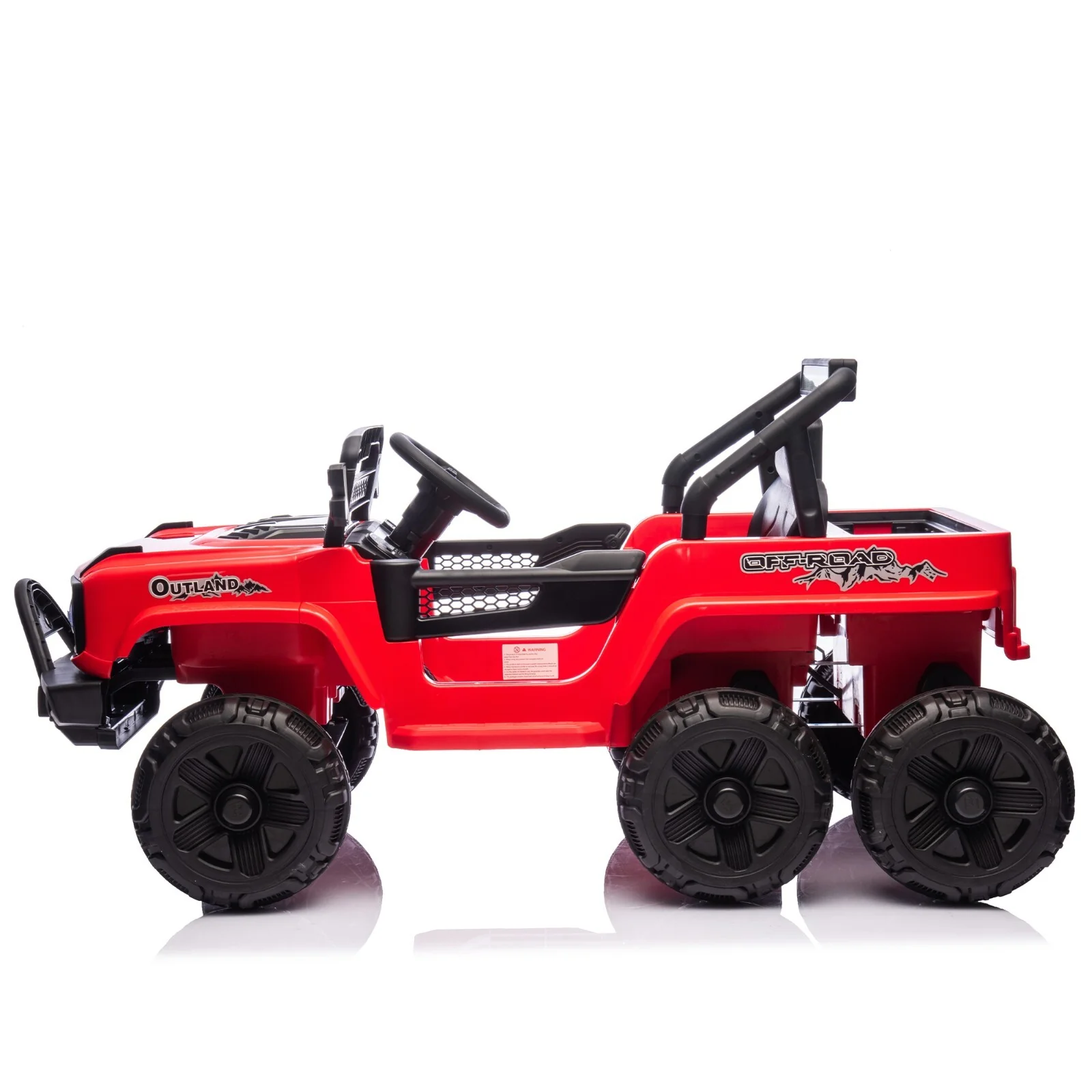 12V Electric Kids Ride-On Jeep Truck Toy with 6 Wheels and Remote Control, Red - Image 3
