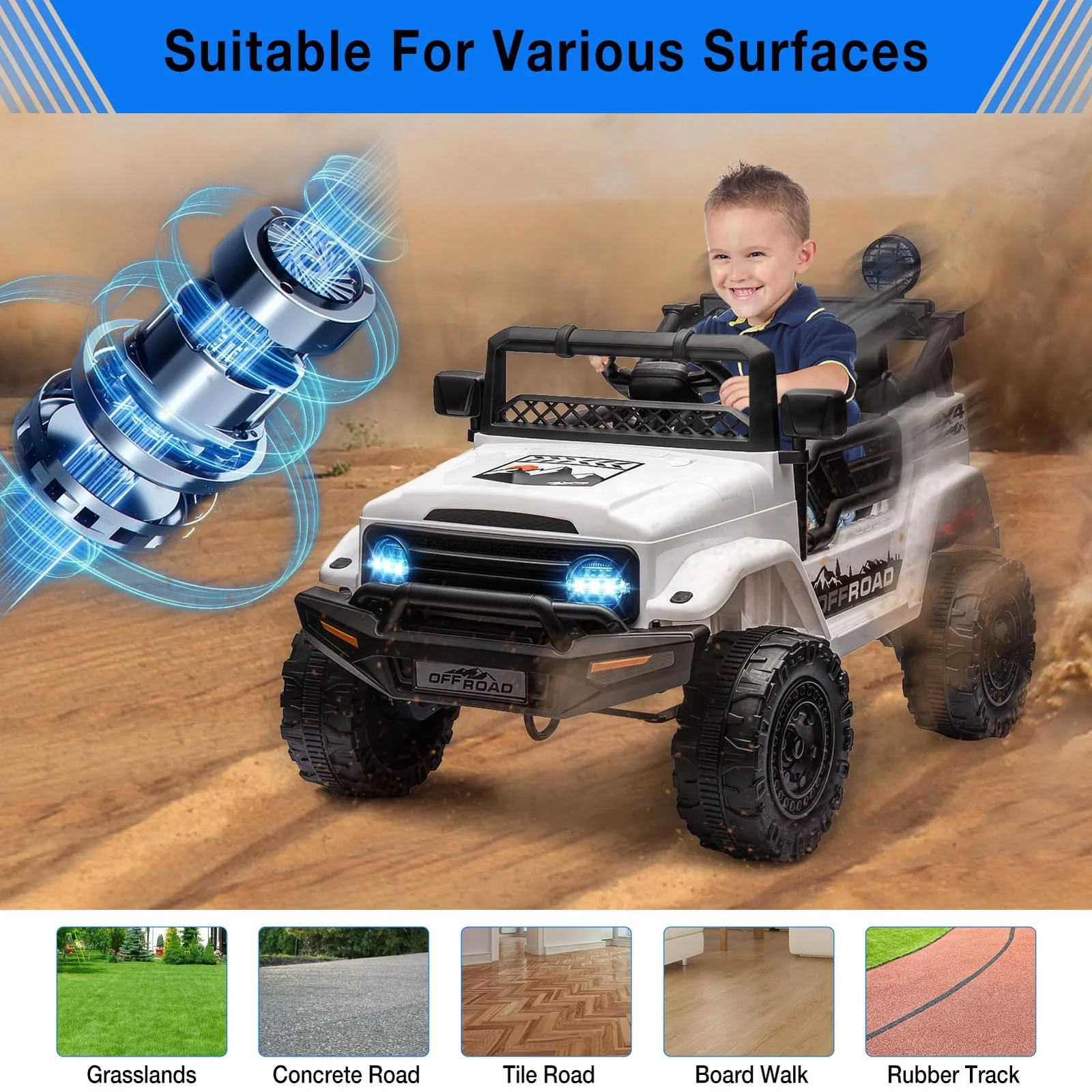12V Battery-Powered Kids Ride-On Electric Truck with Remote Control and Music - Image 9
