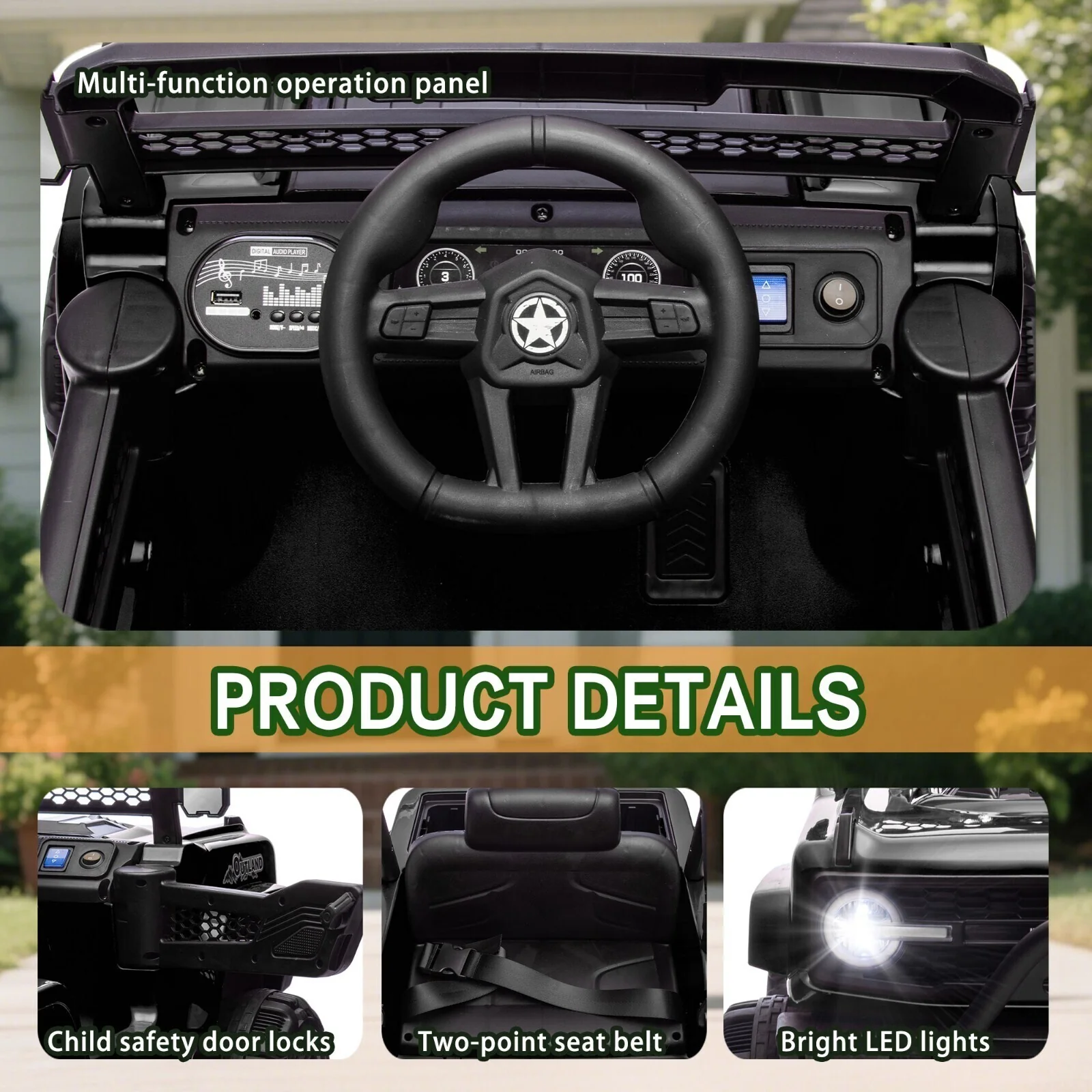 12V Kids Electric Ride-On Truck with 6 Wheels, Music, and Remote Control - Image 6