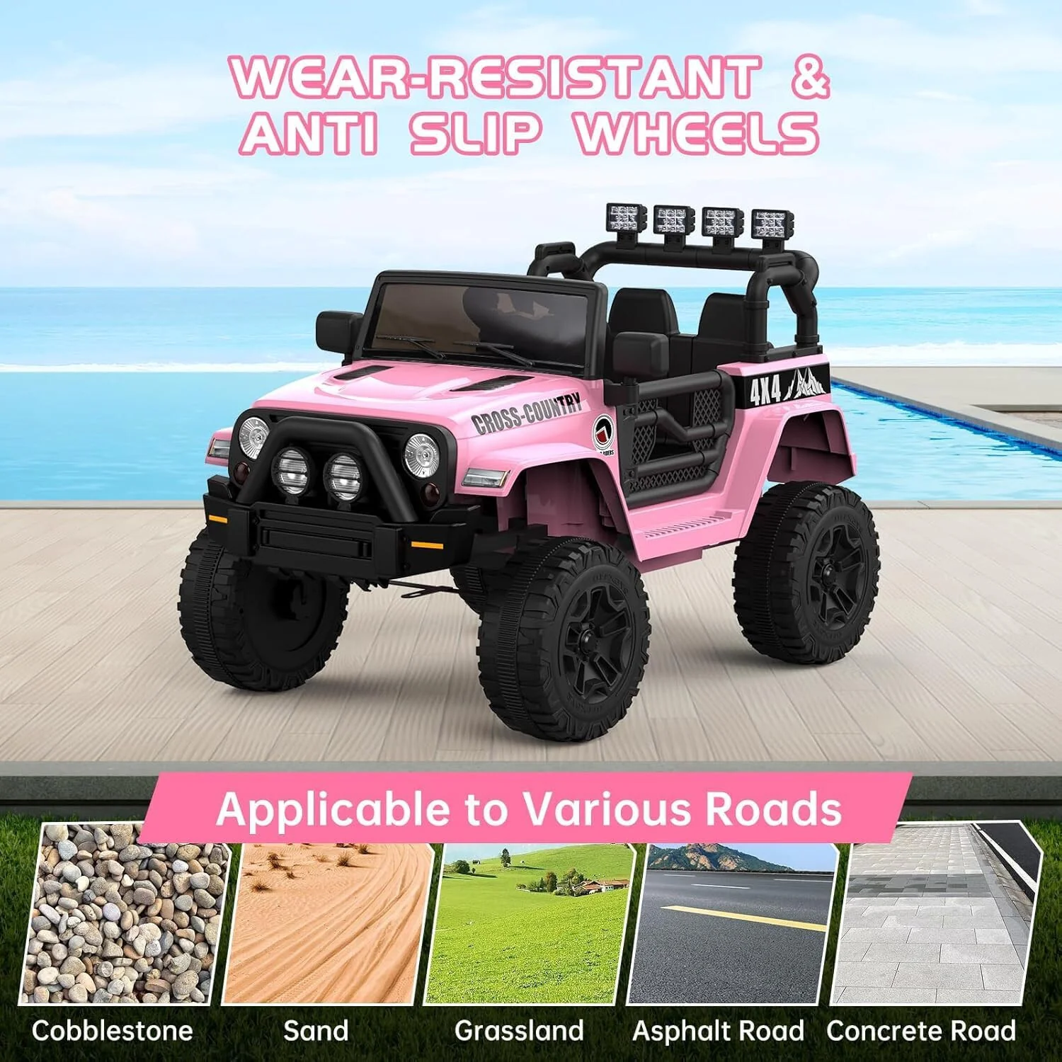12V Battery-Powered Pink Kids Ride-On 4-Wheeler Truck with Remote Control - Image 7