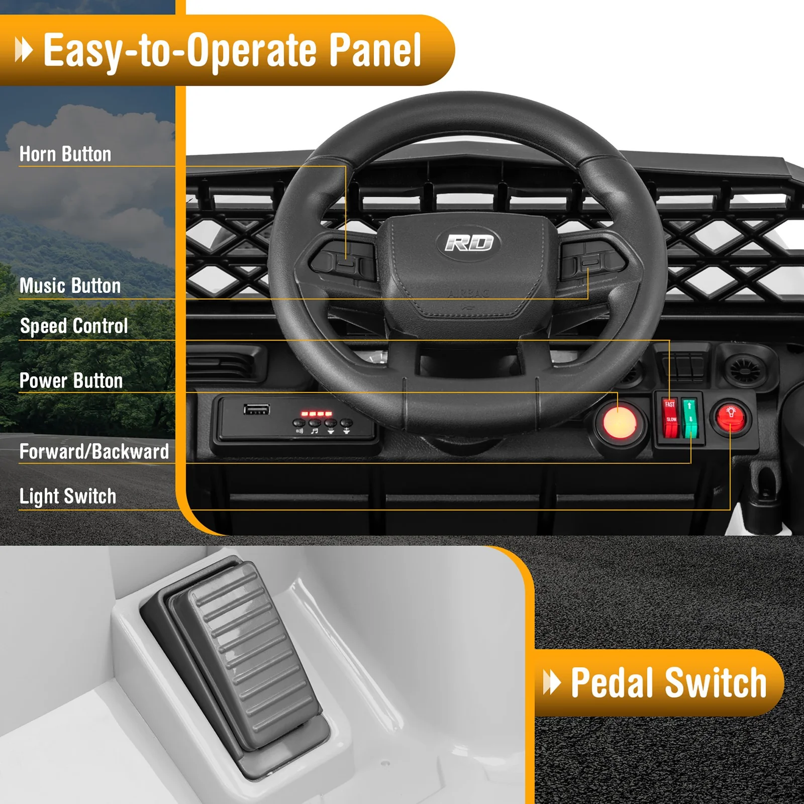 12V Battery-Powered Electric Ride-On Truck Car for Toddlers with 3 Speed Settings - Image 8