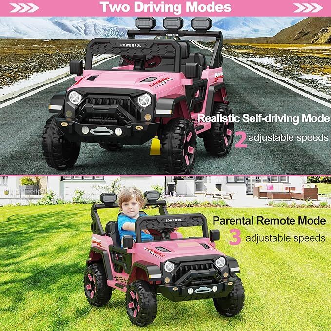 12V Battery-Powered Ride-On Truck Car for Toddlers with 3 Speed Settings - Image 2