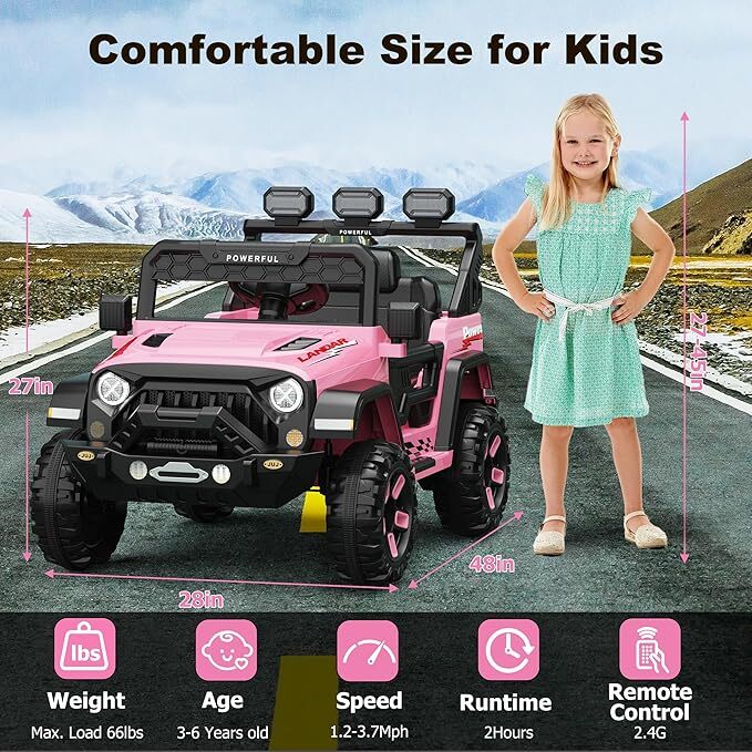 12V Battery-Powered Ride-On Truck Car for Toddlers with 3 Speed Settings - Image 4