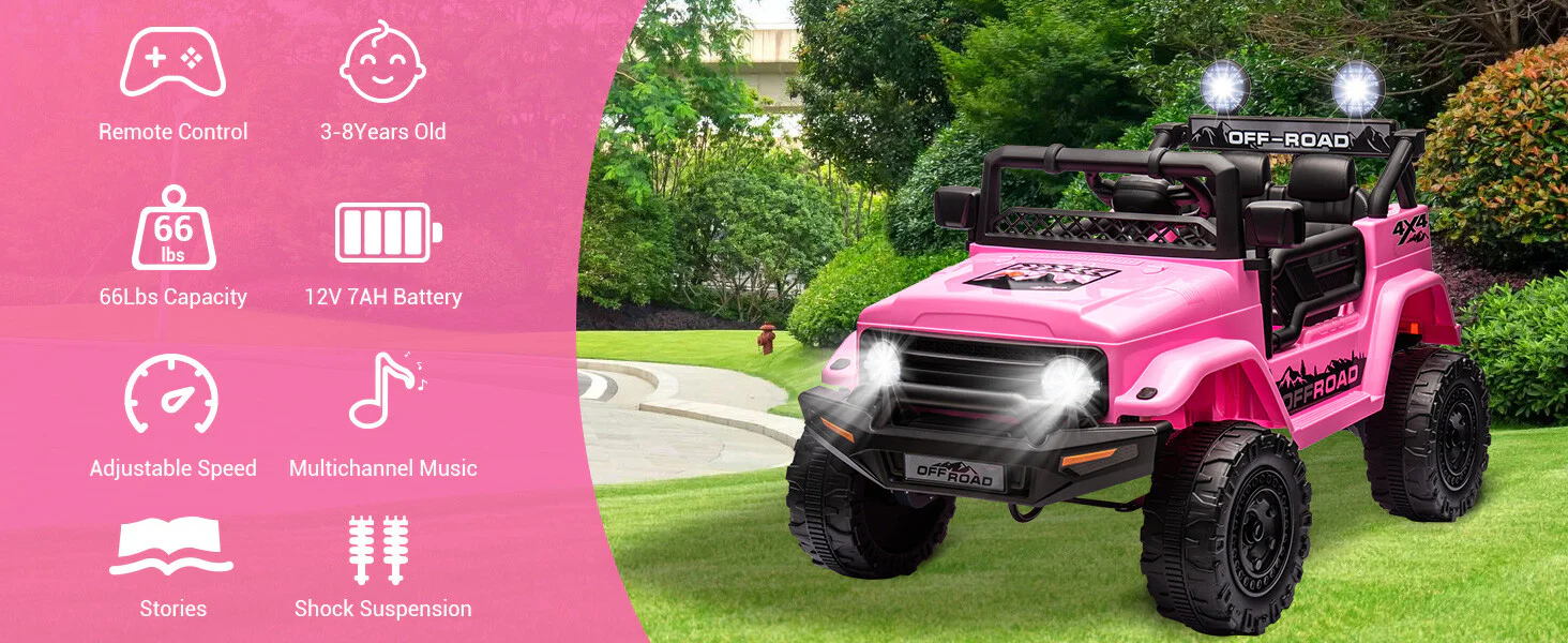 12V Kids Electric Ride-On Off-Road SUV Truck with Remote Control and LED Lights - Image 23