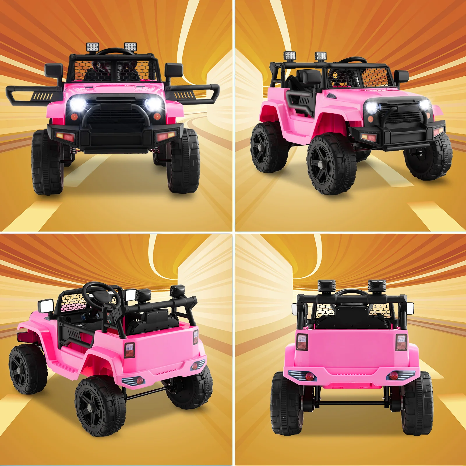 12V Pink Kids Electric Ride-On Truck Car with Remote Control, Lights, and Music - Image 7