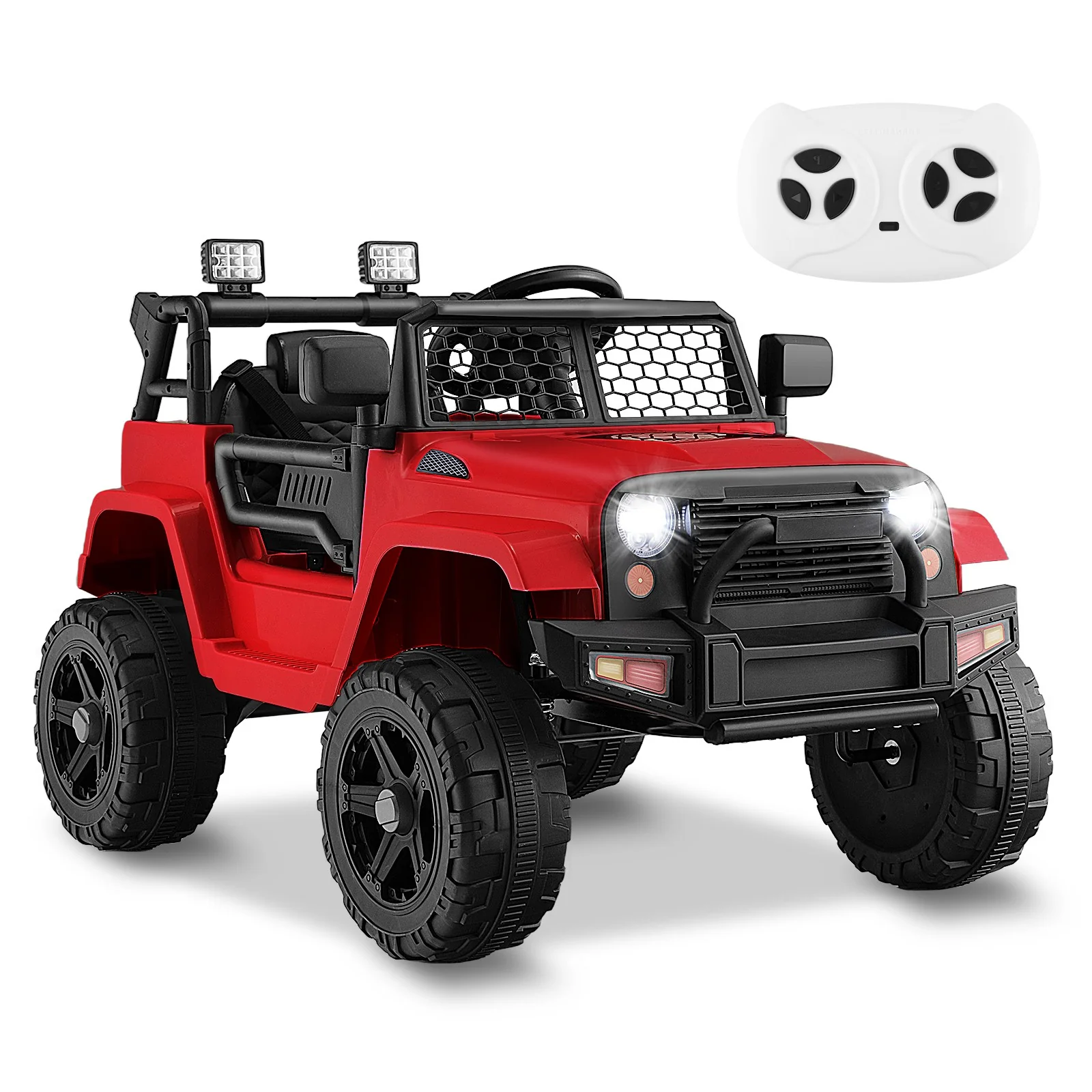 12V Red Kids Electric Ride-On Truck with Remote Control, Music, and Lights - Image 10