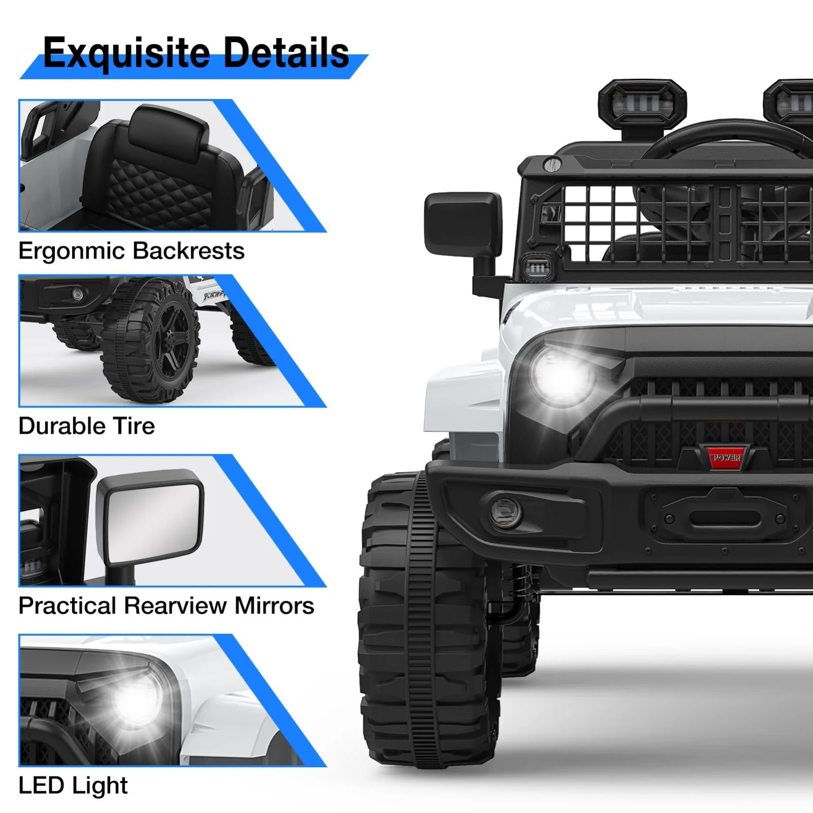 12V Kids Electric Ride-On Truck and Car with Parent Remote Control and LED Lights - Image 9
