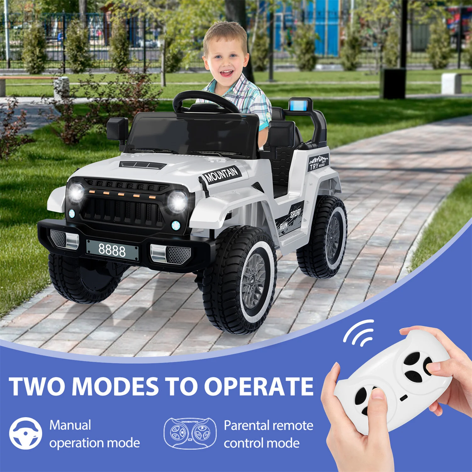 12V Kids Ride-On Truck Car with LED Lights, Horn, Music, and Spring Suspension - Image 11