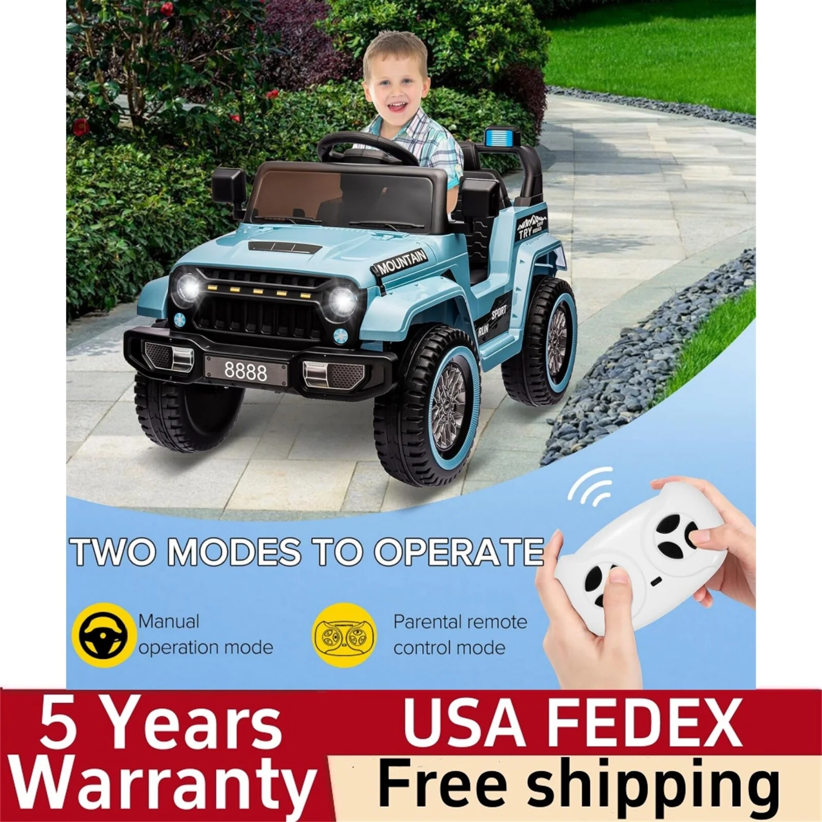 12V Kids Ride-On Truck Car with LED Lights, Horn, Music, and Spring Suspension - Image 2