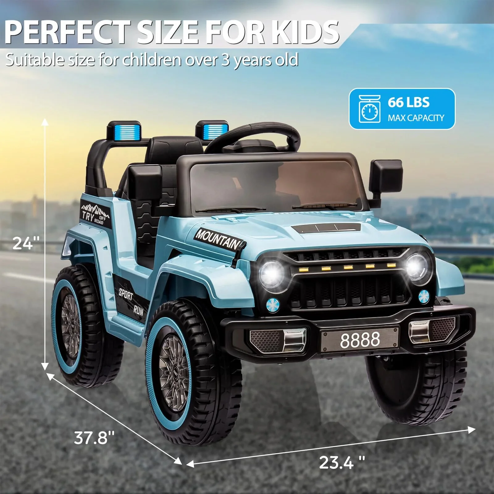 12V Kids Ride-On Truck Car with LED Lights, Horn, Music, and Spring Suspension - Image 6