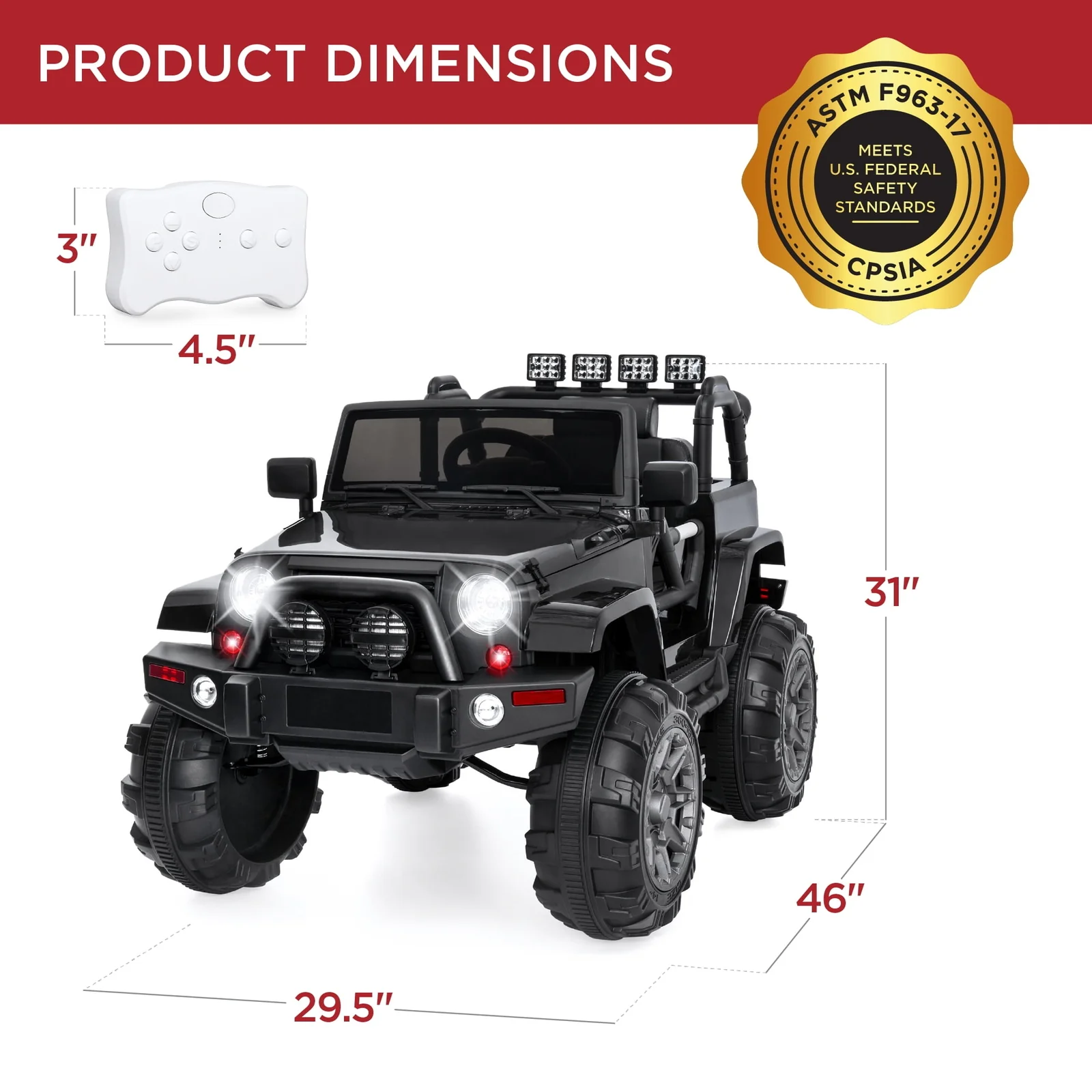 12V Kids Ride-On Truck Car with Remote Control, Spring Suspension, Bluetooth, and LED Lights - Image 8