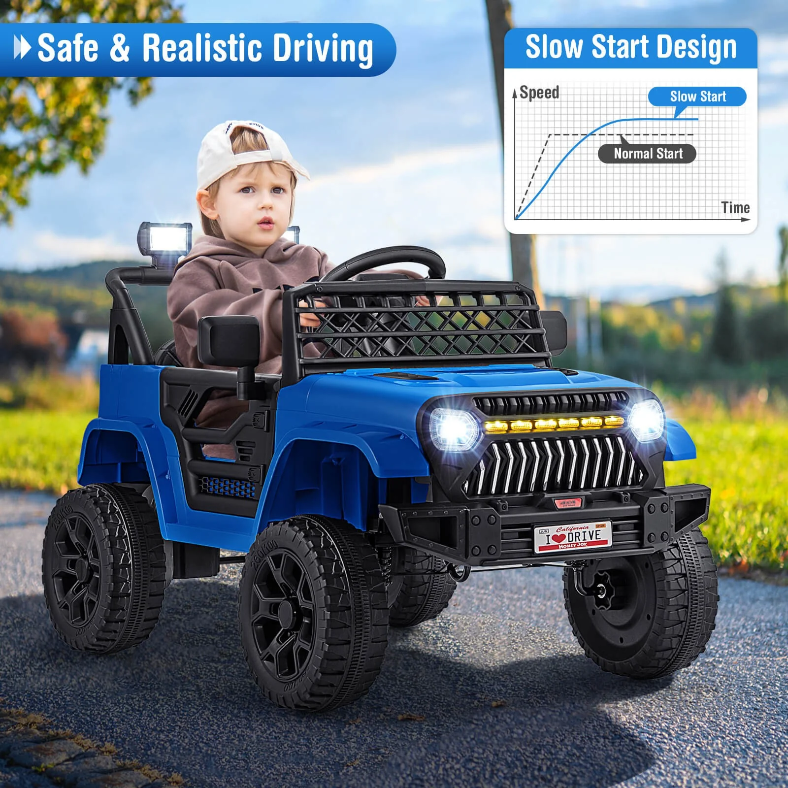 12V Kids Ride-On Truck Car with Parental Remote, 3 Speeds, LED Lights, and Music Player - Image 4