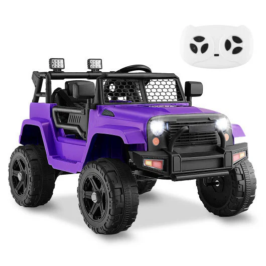 12V Purple Remote Control Kids Ride-On Truck with LED Lights