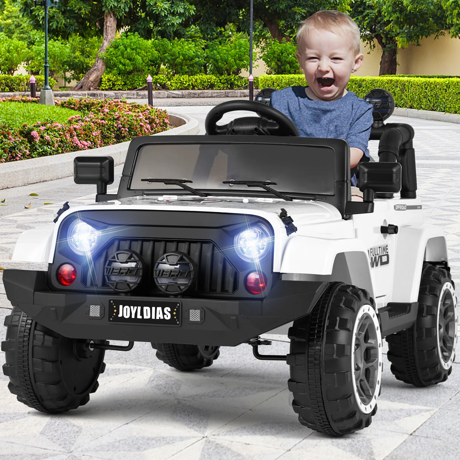 12V Kids Ride On Truck Car with Remote Control, LED Lights, 3 Speeds, and Music Storage - Image 3