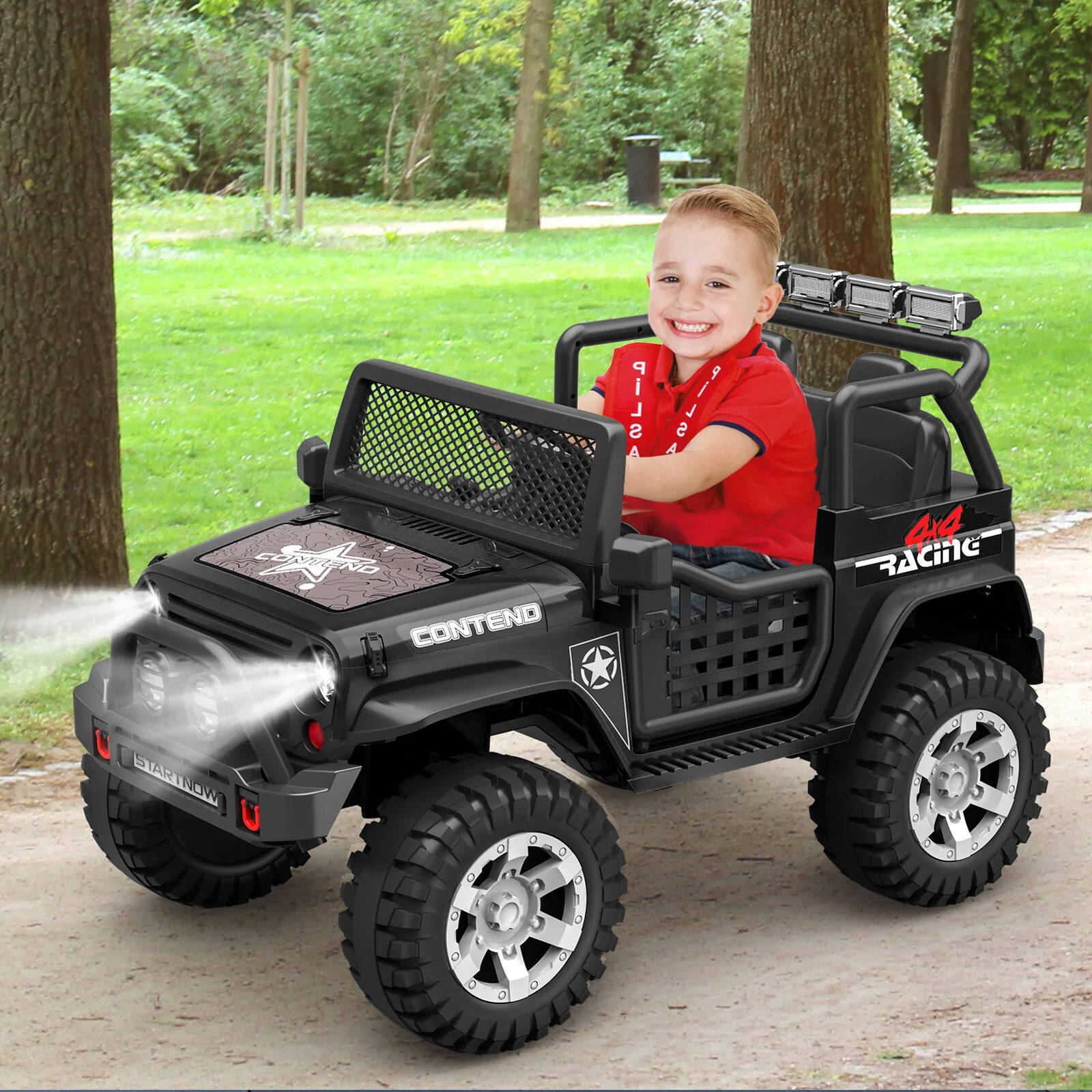 12V Kids Ride On Truck Car with Safety Belt, MP3 and LED Lights - Perfect Xmas Gift for Two! - Image 13