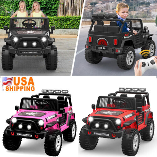 12V Kids Ride On Truck Car with Safety Belt, MP3 and LED Lights - Perfect Xmas Gift for Two! - Image 2