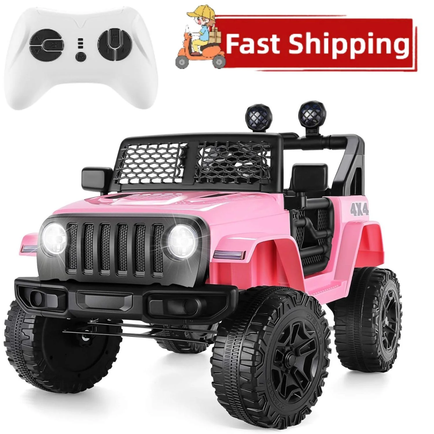 12V Kids Electric Ride-On Truck with Music, LED Lights, Remote Control, 3 Speeds, AUX and USB Ports - Image 3