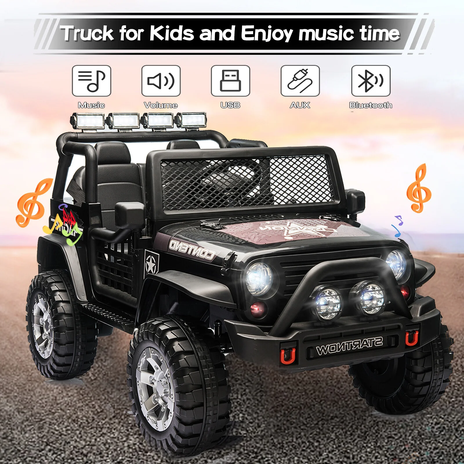 12V Electric Kids Ride-On 2-Seater Jeep Truck with Remote Control - Image 2