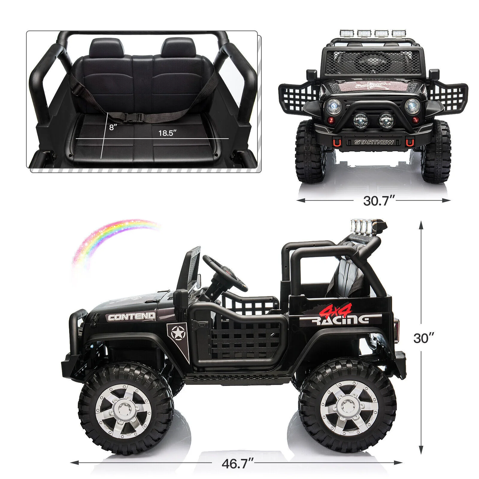 12V Electric 2-Seater Kids Ride-On Jeep Truck with Remote Control Toy Car - Image 12