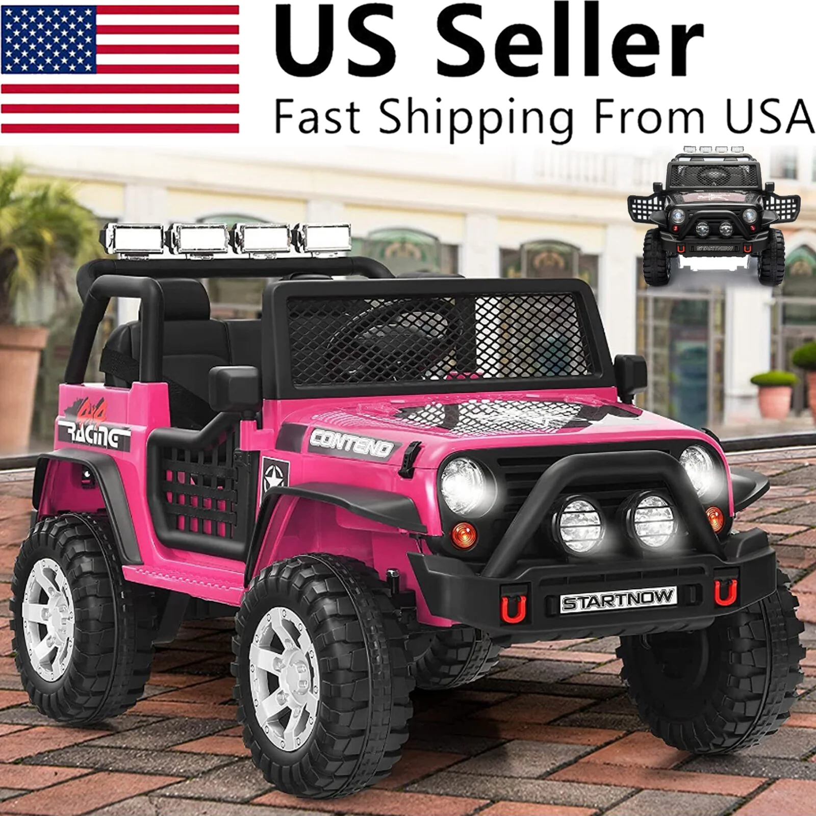12V Electric 2-Seater Kids Ride-On Jeep Truck with Remote Control Toy Car - Image 2