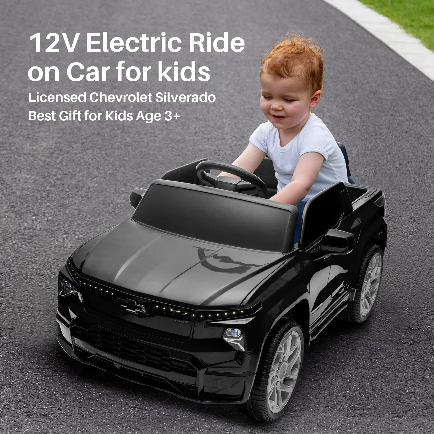 12V Kids Electric Ride-On Truck Licensed Chevrolet Silverado with Remote Control Toy - Image 20
