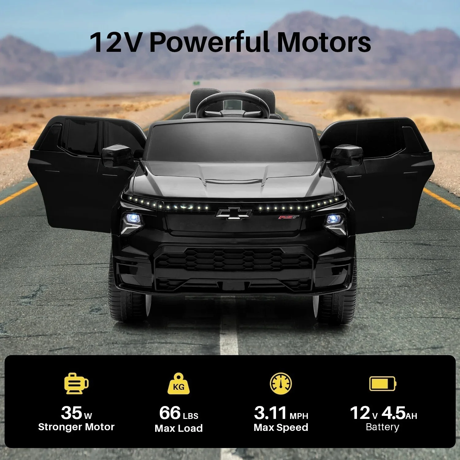 12V Kids Electric Ride-On Truck Licensed Chevrolet Silverado with Remote Control Toy - Image 22
