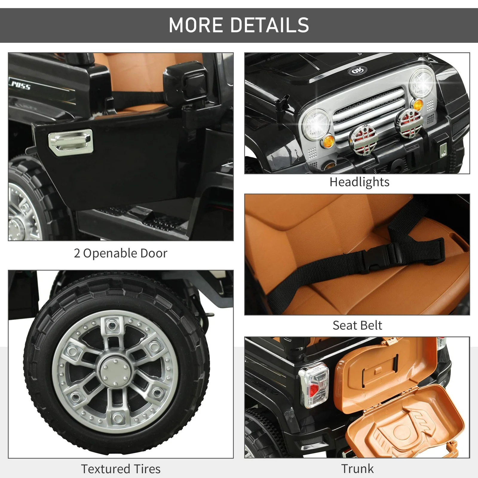 12V Kids Off-Road Electric Ride-On Truck with MP3 Connection and Working Horn - Image 4