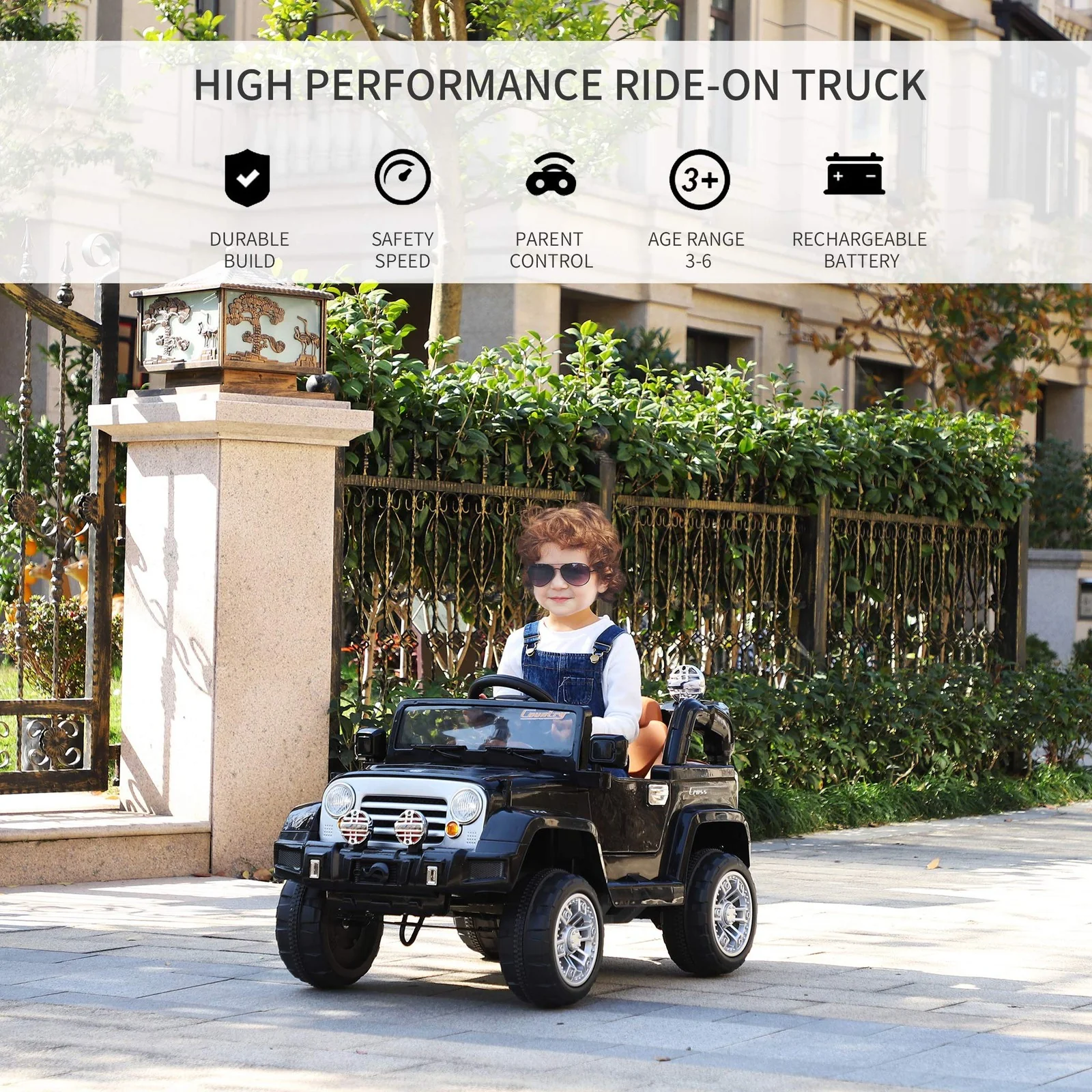 12V Kids Ride-On Off-Road Electric Truck with MP3 Connection and Working Horn - Image 3