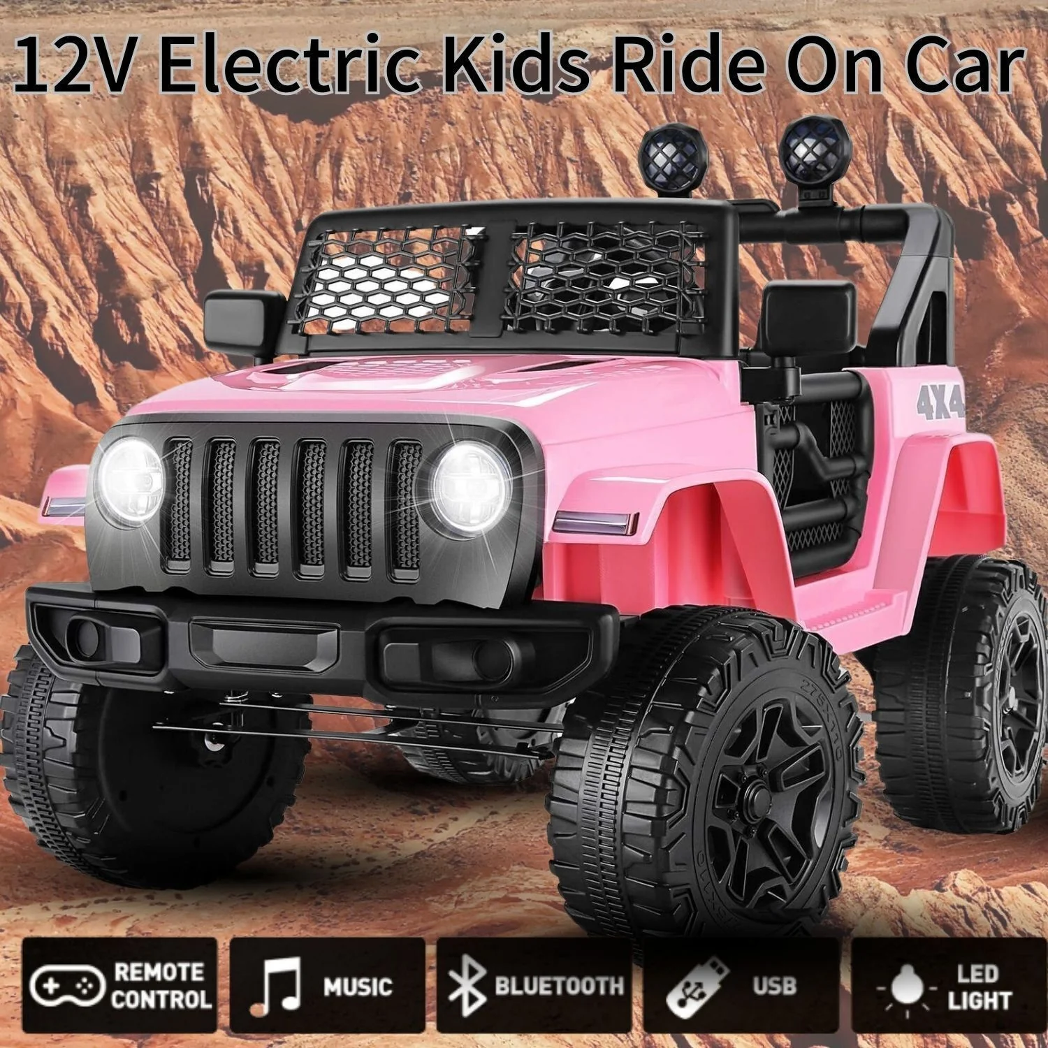 12V Kids Ride-On Truck with Parent Remote Control and Bluetooth Music Capability - Image 5