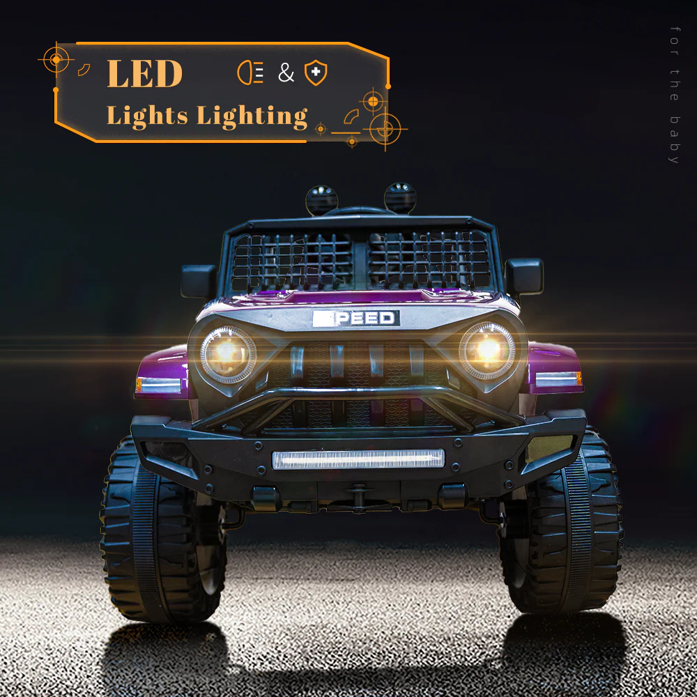 12V Kids Ride-on Truck with Parental Remote Control and LED Lights - Purple - Image 8