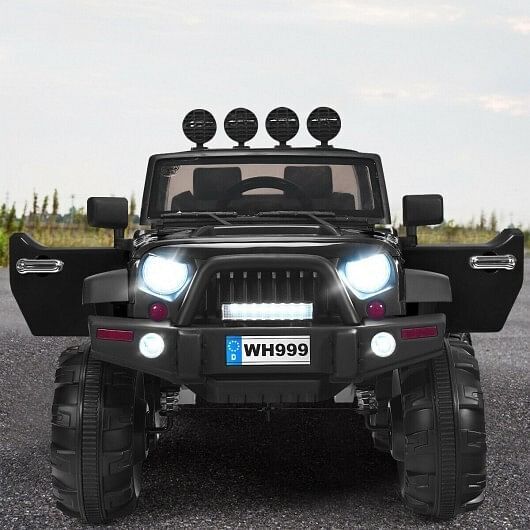 12V Kids Ride-On Truck with Remote Control and Double Magnetic Doors, Black - Image 2
