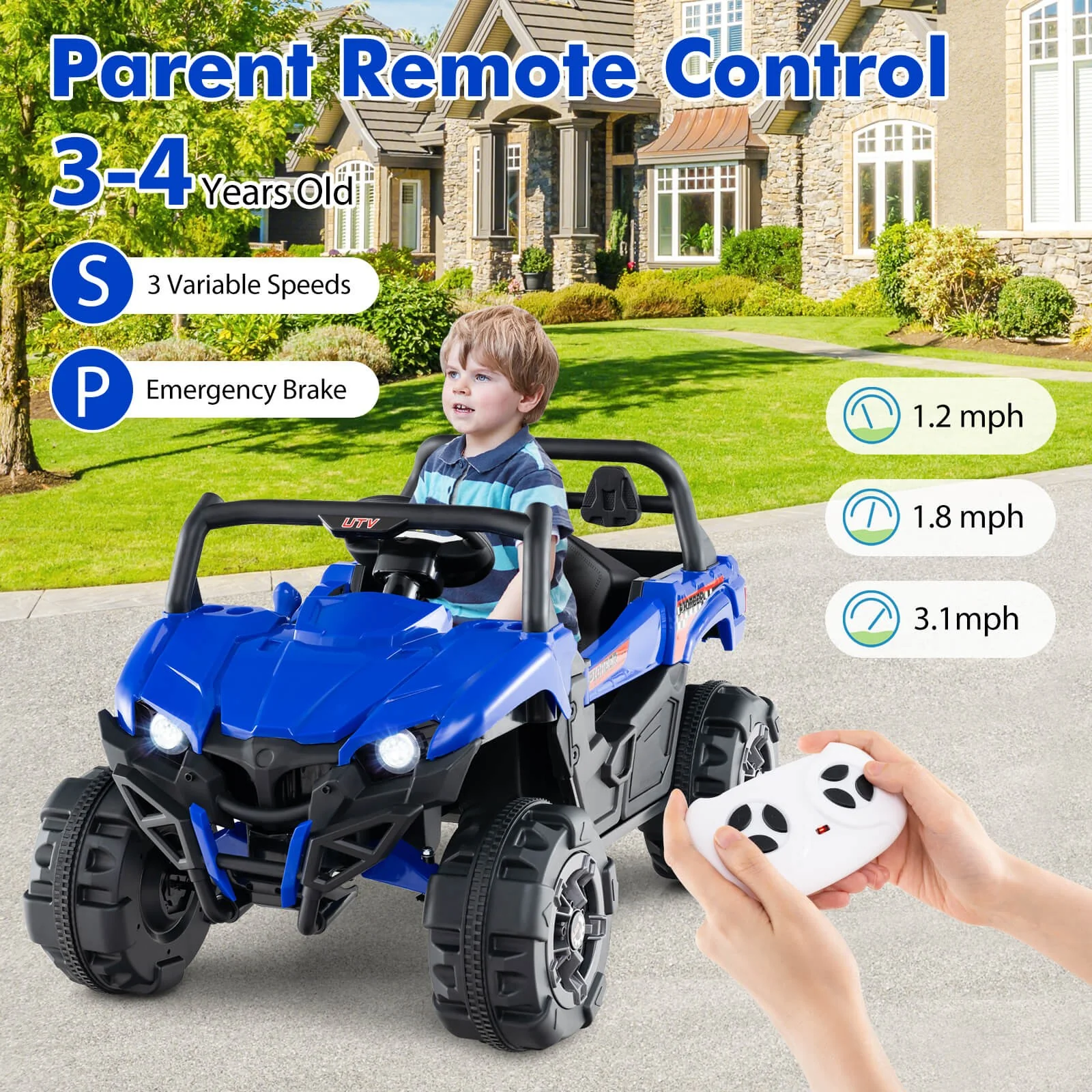 12V Kids Ride-On Truck with Remote Control, Slow Start, Safety Belt, and Rear Storage - Image 7