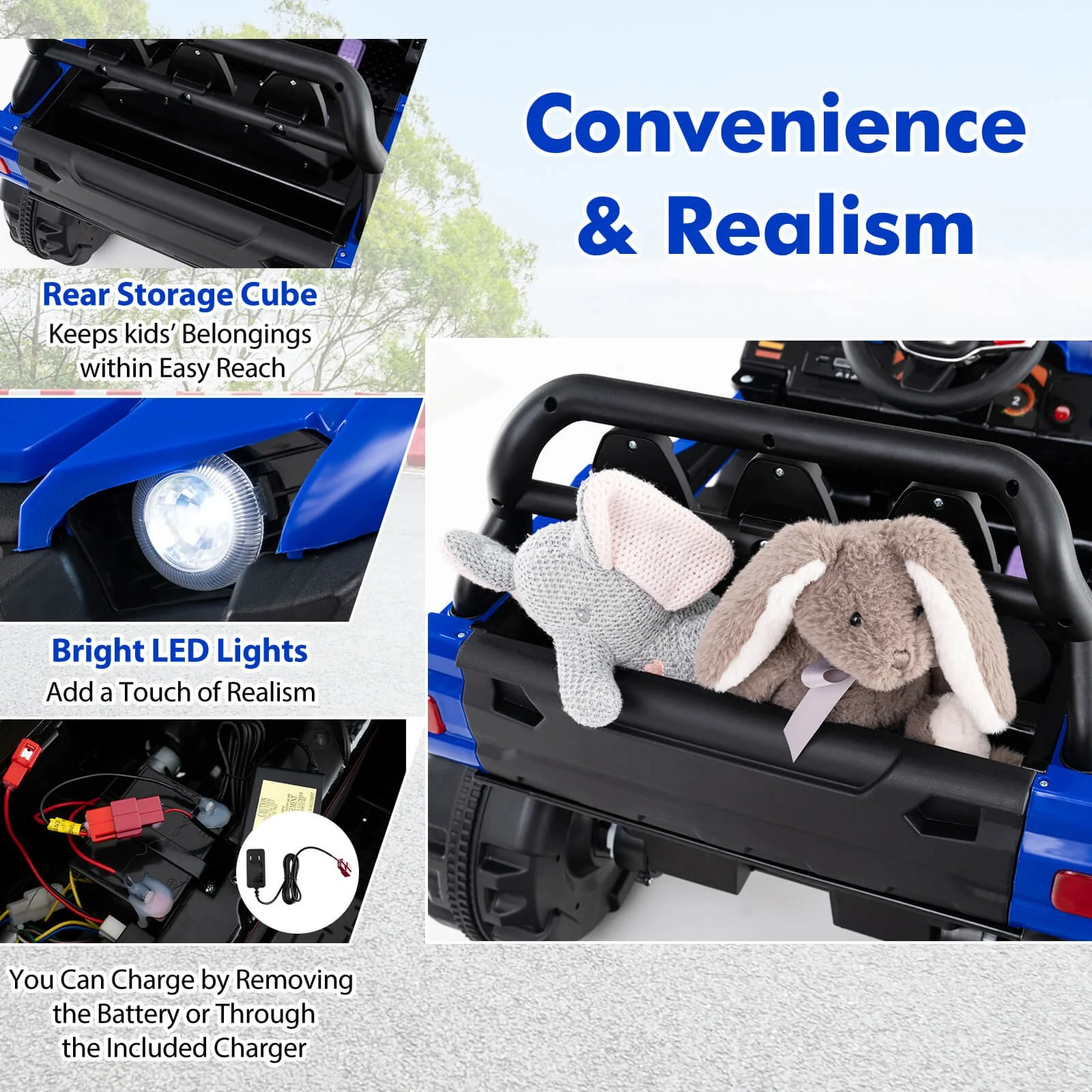 12V Kids Ride-On Truck with Remote Control, Slow Start, Safety Belt, and Rear Storage - Image 9