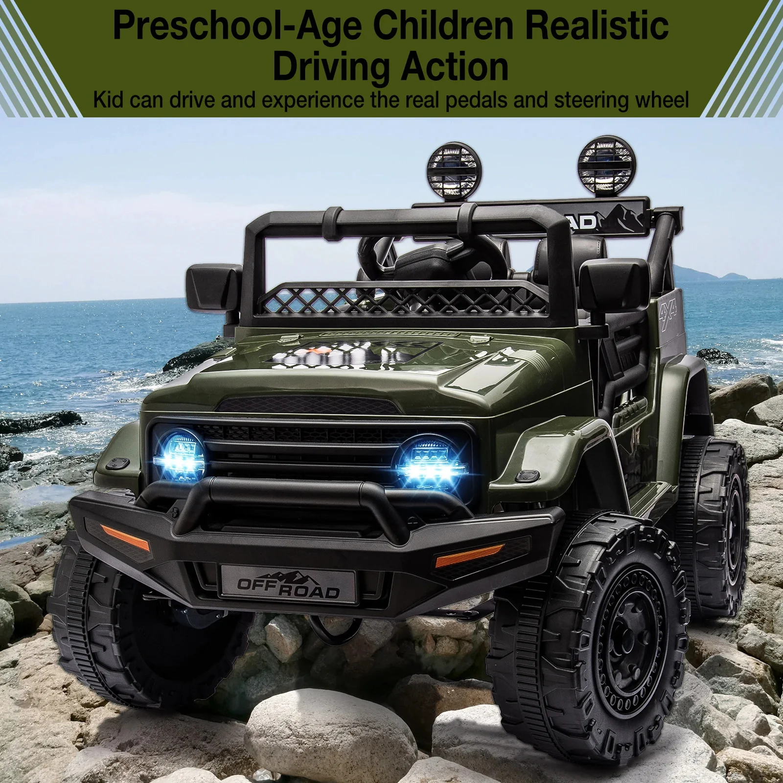 12V Kids Ride-On Truck with Remote Control, Spring Suspension, and Bluetooth Connectivity - Image 5