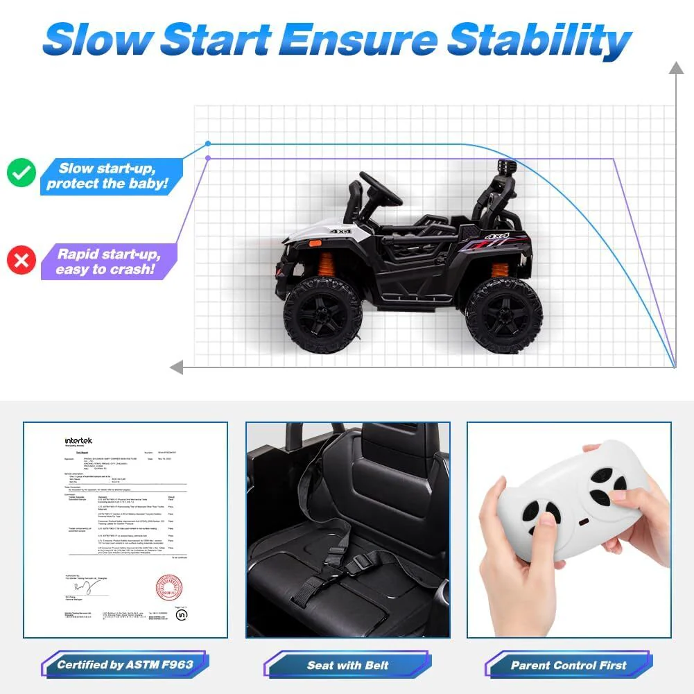 12V Kids Ride-On UTV Truck with Remote Control, Music, and 390W Dual Motors - Image 3