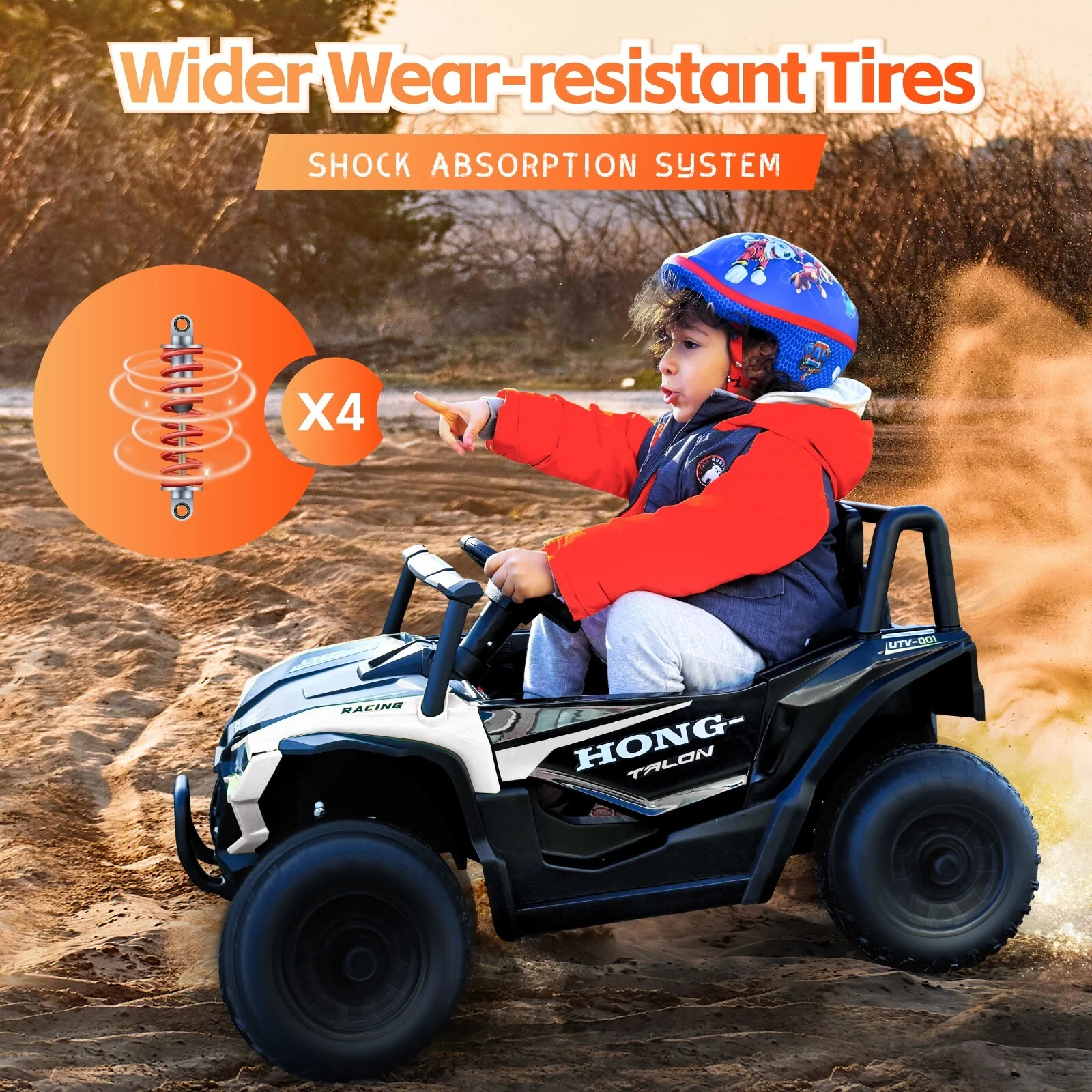 12V Electric Kids Ride-On UTV Quad Car with Remote Control, LED Lights, and MP3 Player - Image 6