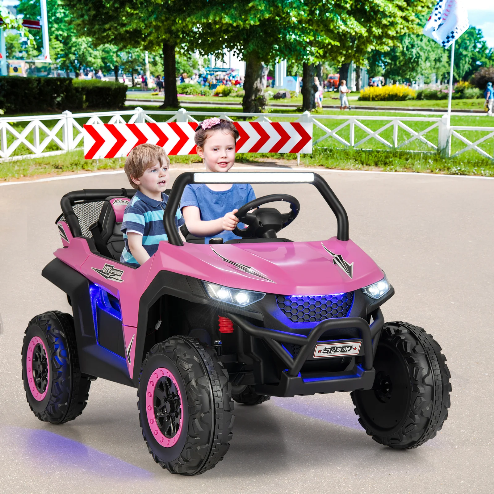 12V Kids Ride On UTV with Suspension, Lights & Music - RC Electric Vehicle for 2 Children - Image 11