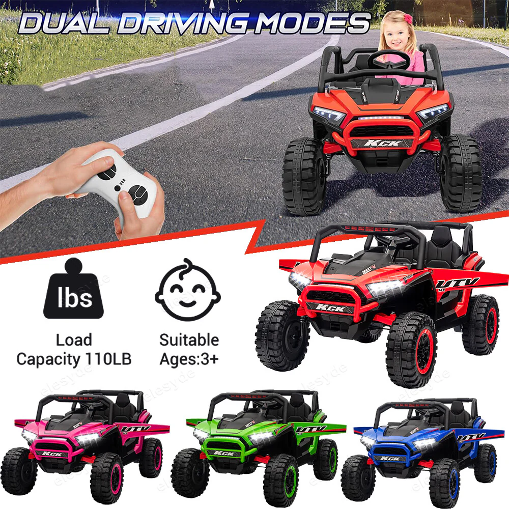 12V Kids 2-Seat Ride-On UTV Car Toy with MP3, LED Lights, and Remote Control - Image 8