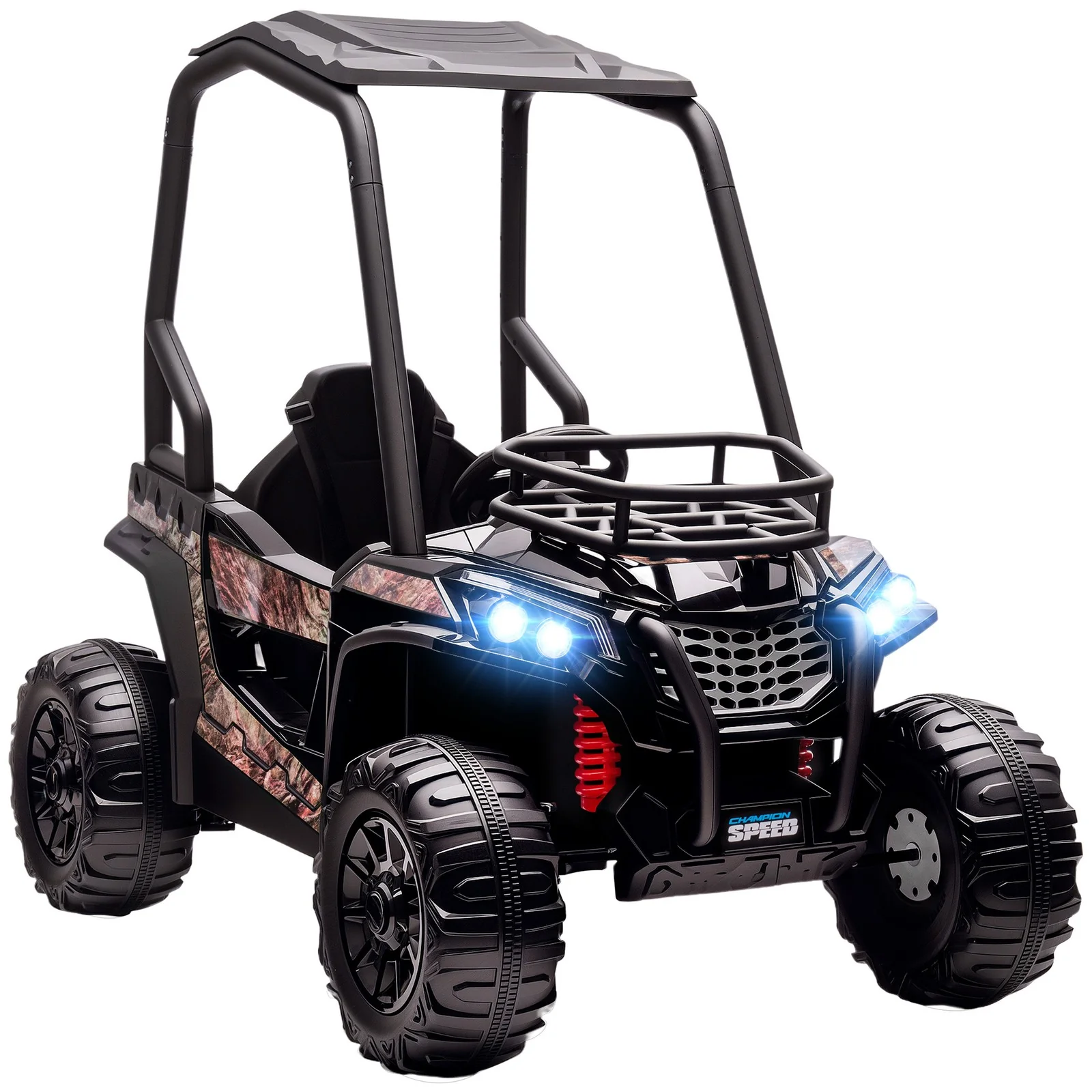 12V Kids UTV with Music, Lights, MP3 USB, Suspension, Camo Design - Image 3
