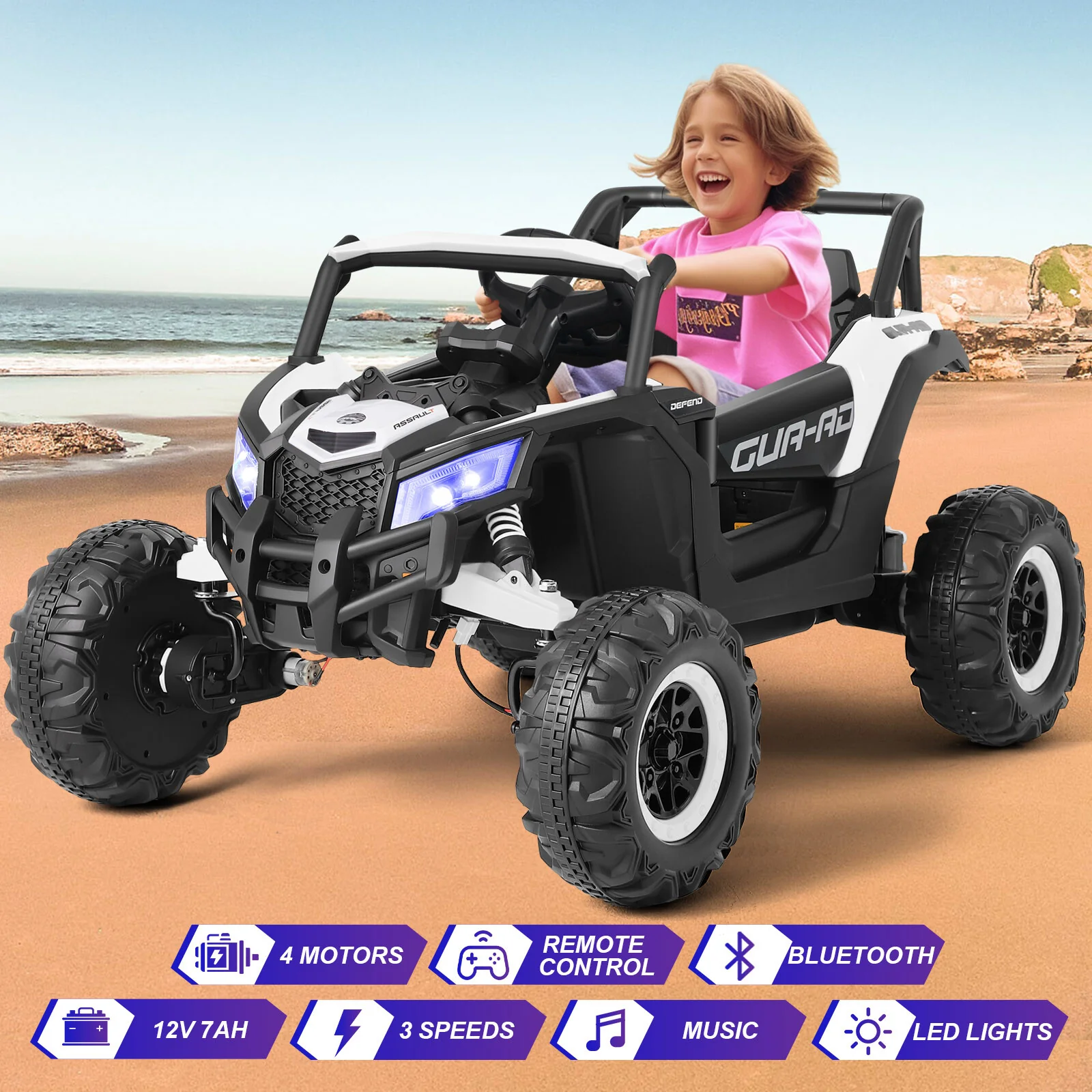 12V Kids Electric Off-Road Ride-On UTV Vehicle with Music, Remote Control, and LED Lights - Image 10