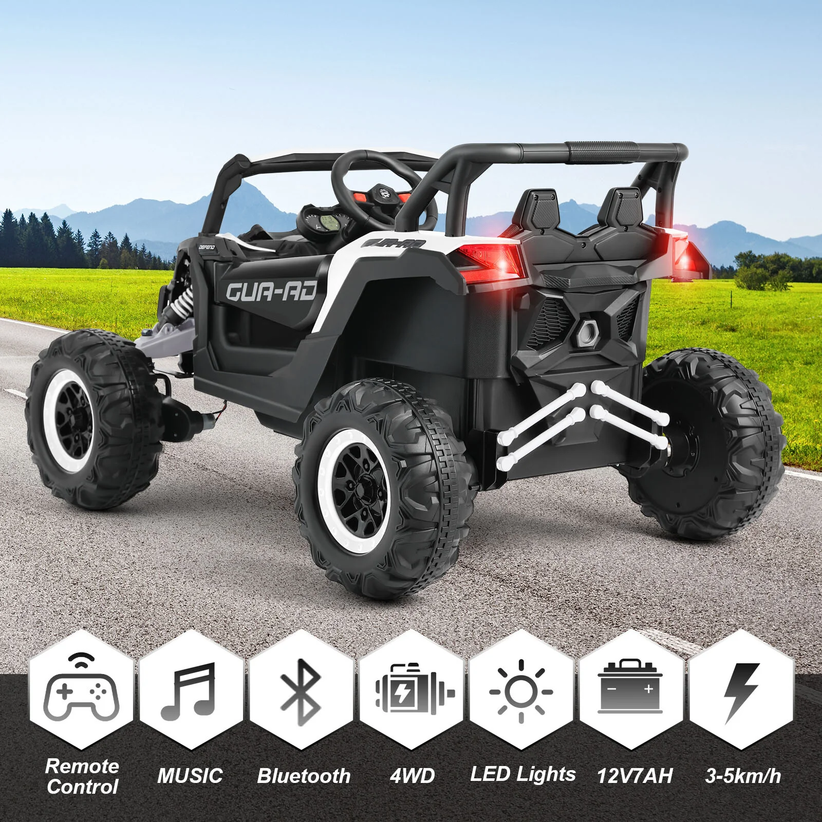 12V Kids Electric Off-Road Ride-On UTV Vehicle with Music, Remote Control, and LED Lights - Image 6