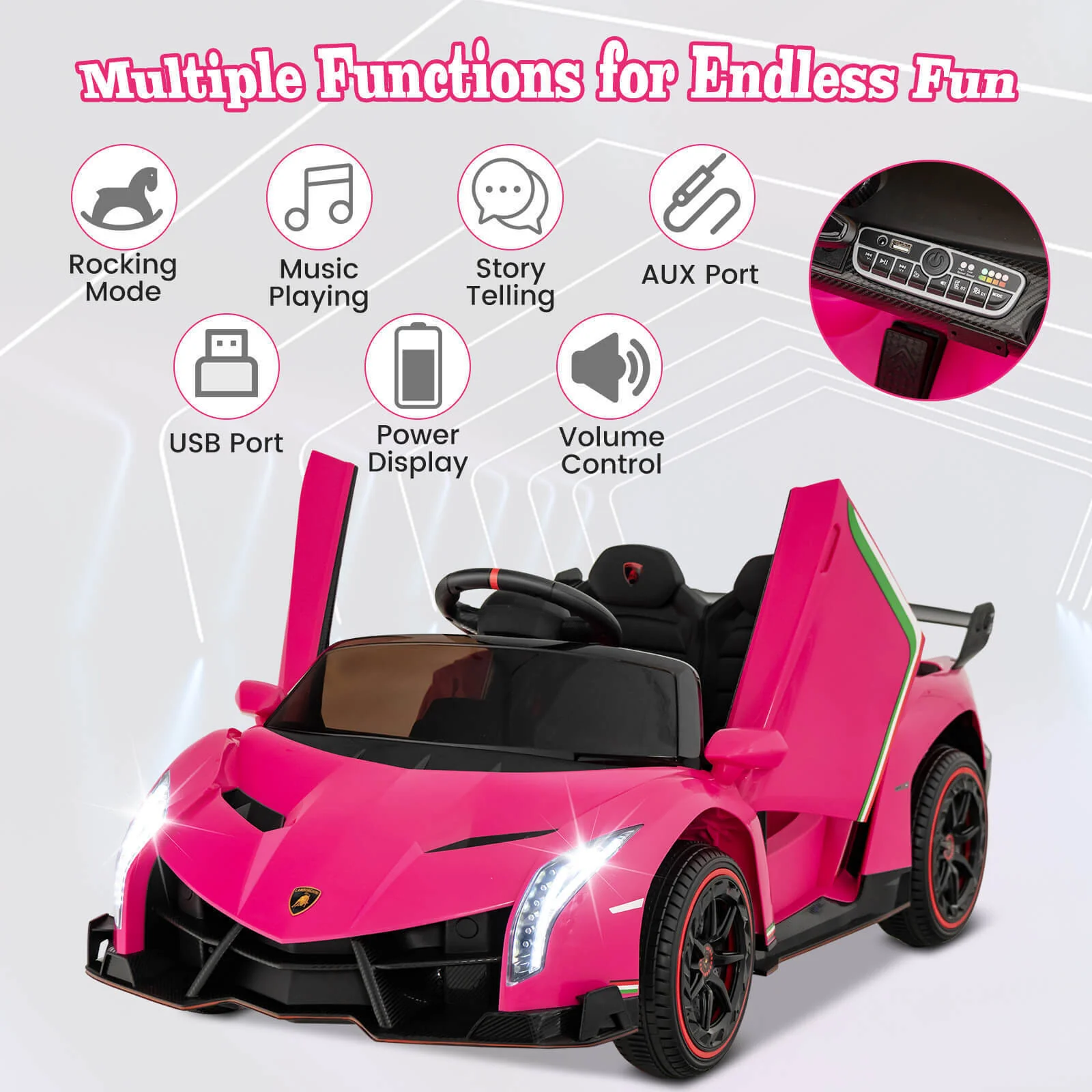 12V 4WD Kids Ride-On Sports Car Battery Powered with Power Adapter - Image 9