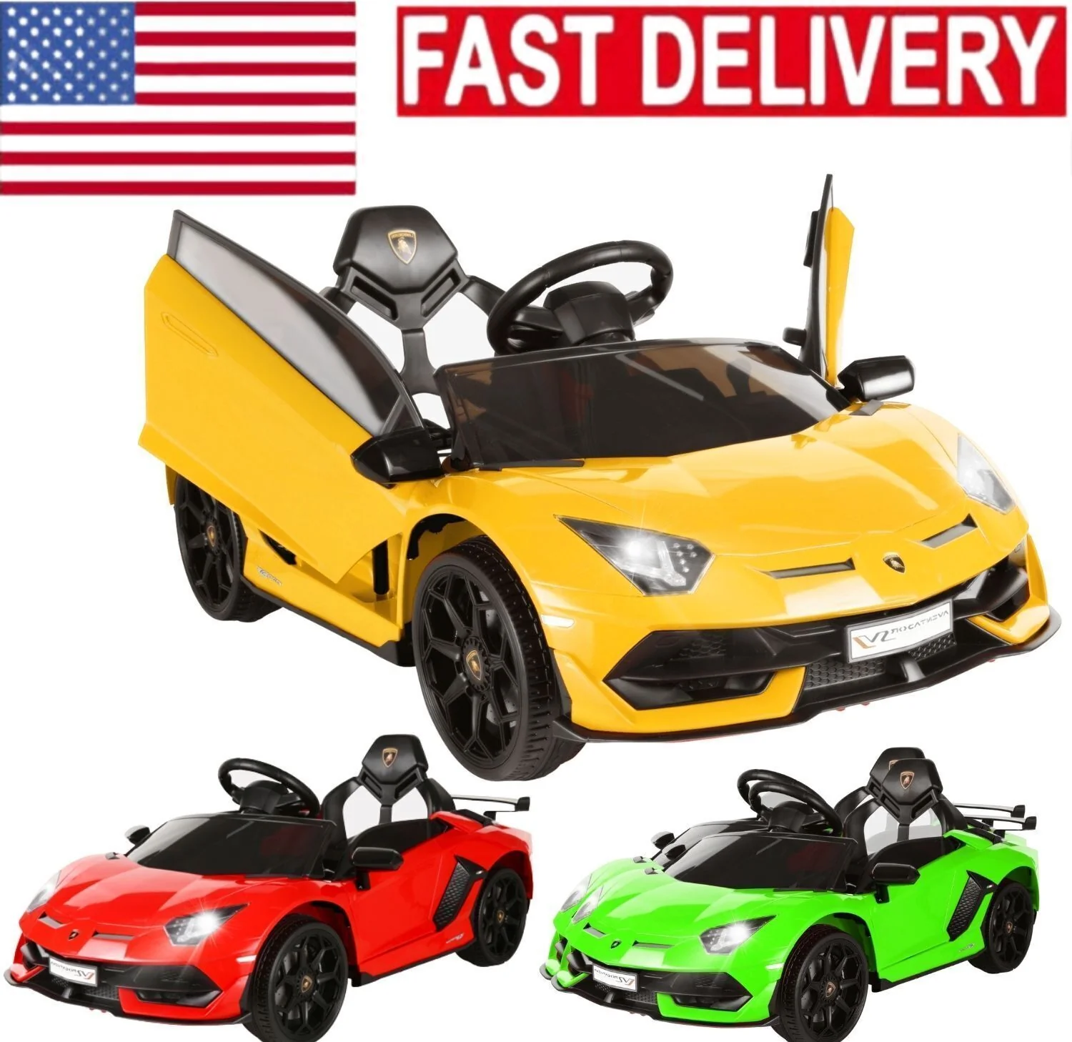 12V Lamborghini Electric Ride On Car for Kids with Remote Control, MP3 Player, and LED Lights - Image 3