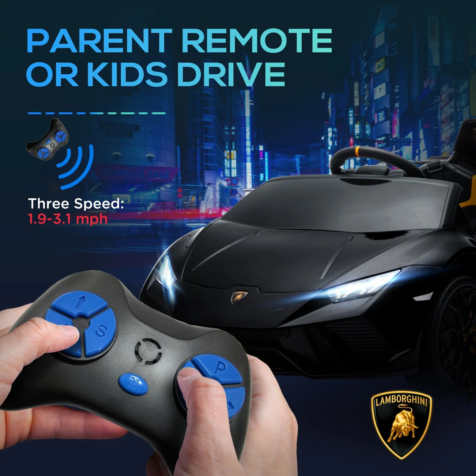 12V Licensed Lamborghini Huracan Electric Ride-On Car for Kids Ages 3-6 Black - Image 7