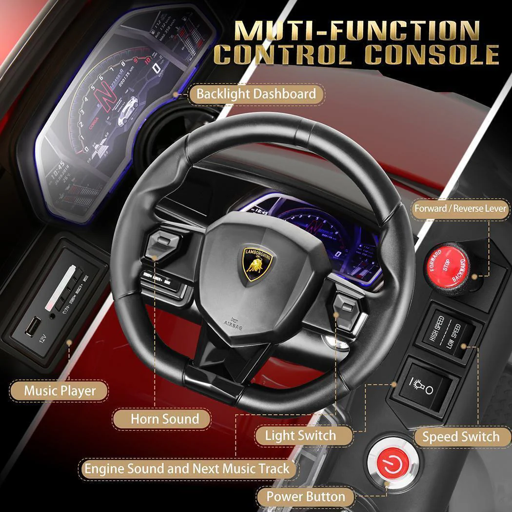 12V Lamborghini Kids Electric Ride On Car with Remote Control, MP3 Player & LED Lights - Image 15